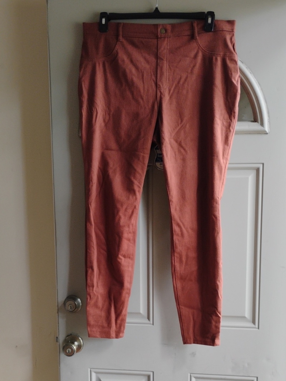 Time and Tru Women's Slim Chino Pants in Rust Orange